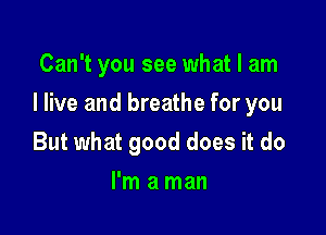 Can't you see what I am

I live and breathe for you

But what good does it do
I'm a man