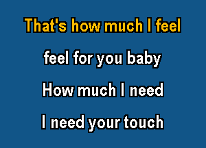 That's how much I feel

feel for you baby

How much I need

I need your touch