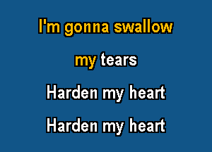 I'm gonna swallow
my tears

Harden my heart

Harden my heart
