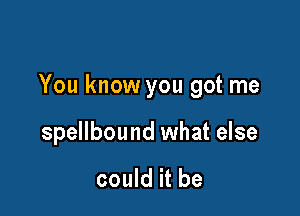 You know you got me

spellbound what else

could it be