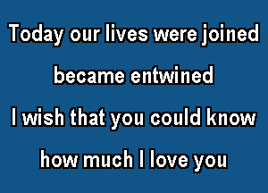 Today our lives were joined
became entwined

lwish that you could know

how much I love you
