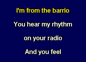 I'm from the barrio

You hear my rhythm

on your radio

And you feel