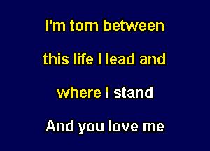 I'm torn between
this life I lead and

where I stand

And you love me