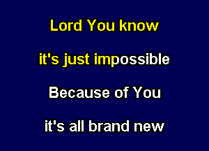 Lord You know

it's just impossible

Because of You

it's all brand new