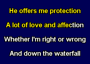 He offers me protection
A lot of love and affection
Whether I'm right or wrong

And down the waterfall