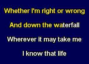 Whether I'm right or wrong

And down the waterfall

Wherever it may take me

I know that life