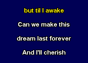 but til I awake

Can we make this

dream last forever

And I'll cherish