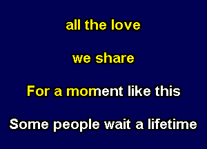 all the love
we share

For a moment like this

Some people wait a lifetime