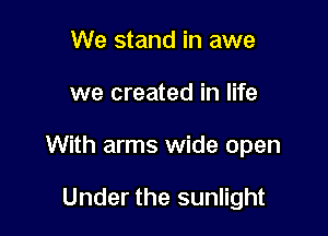 We stand in awe

we created in life

With arms wide open

Under the sunlight