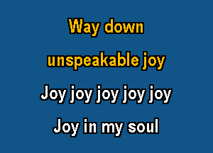 Way down

unspeakable joy

Joyjoyioyioyioy

Joy in my soul