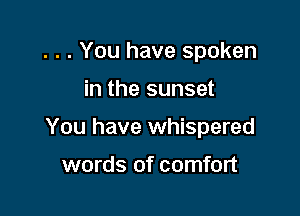 . . . You have spoken

in the sunset

You have whispered

words of comfort