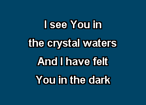 I see You in

the crystal waters

And I have felt
You in the dark