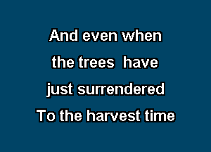 And even when

the trees have

just surrendered

To the harvest time