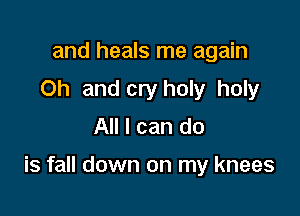 and heals me again
Oh and cry holy holy
All I can do

is fall down on my knees