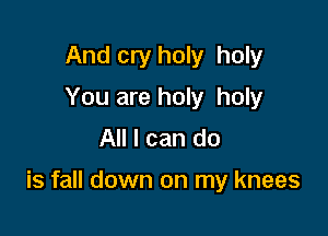 And cry holy holy
You are holy holy
All I can do

is fall down on my knees