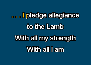 . . . I pledge allegiance
to the Lamb

With all my strength
With all I am