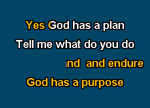 Yes God has a plan
Tell me what

You just stand and endure

God has a purpose