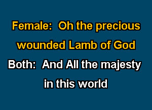 Femalez Oh the precious

wounded Lamb of God

Bothz And All the majesty

in this world