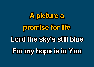 A picture a

promise for life

Lord the sky's still blue

For my hope is in You