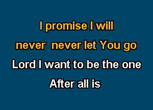 I promise I will

never never let You go

Lord I want to be the one
After all is