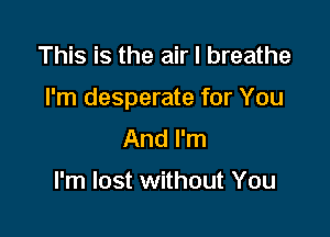 This is the air I breathe

I'm desperate for You

And I'm

I'm lost without You
