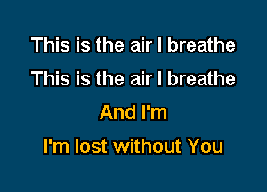 This is the air I breathe
This is the air I breathe
And I'm

I'm lost without You