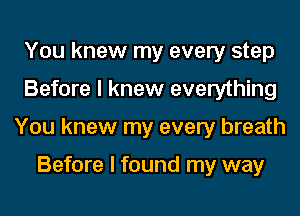 You knew my every step
Before I knew everything
You knew my every breath

Before I found my way