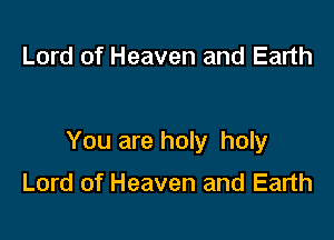 Lord of Heaven and Earth

You are holy holy
Lord of Heaven and Earth