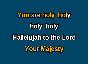 You are holy holy
holy holy
Hallelujah to the Lord

Your Majesty