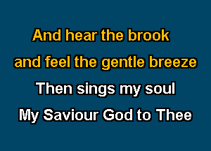 And hear the brook
and feel the gentle breeze

Then sings my soul
My Saviour God to Thee