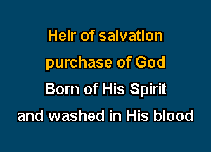 Heir of salvation

purchase of God

Born of His Spirit

and washed in His blood