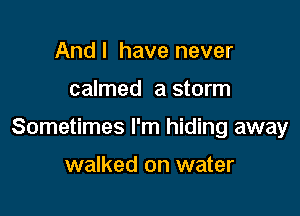 And I have never

calmed a storm

Sometimes I'm hiding away

walked on water