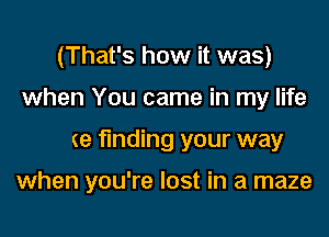 (That's how it was)
when You came in my life
Like finding your way

when you're lost in a maze