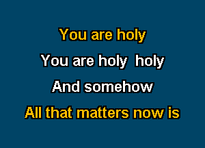 You are holy

You are holy holy

And somehow

All that matters now is