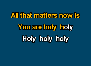 All that matters now is

You are holy holy

Holy holy holy