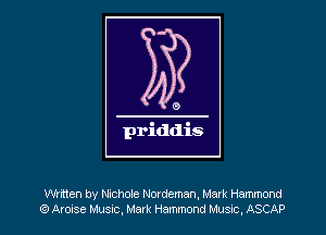 Wmcn by Nichole Nordeman, Mark Hammond
53 Amuse Musnc, Mark Hammond Hume, ASCAP