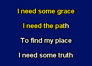I need some grace

I need the path
To find my place

I need some truth