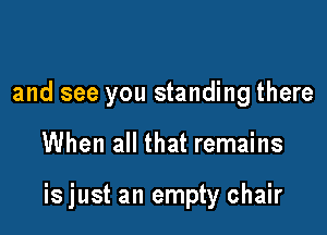 and see you standing there

When all that remains

is just an empty chair