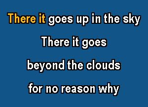 There it goes up in the sky
There it goes

beyond the clouds

for no reason why