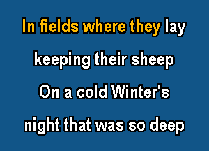 In fields where they lay
keeping their sheep

On a cold Winter's

night that was so deep