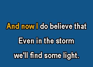 And nowl do believe that

Even in the storm

we'll find some light.