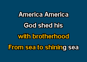 America America
God shed his
with brotherhood

From sea to shining sea