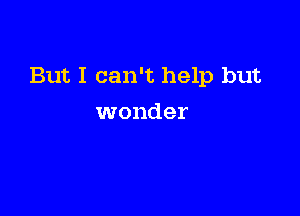 But I can't help but

wonder