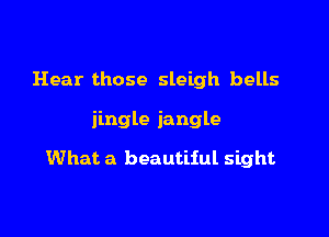 Hear those sleigh bells

jingle jangle

What a beautiful sight