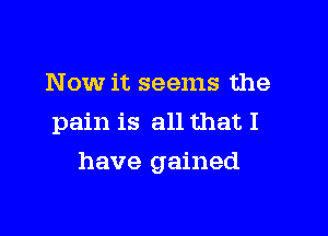 Now it seems the
pain is all that I

have gained