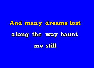 And many dreams lost

along the way haunt

me still