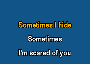 Sometimesl hide

Sometimes

I'm scared of you