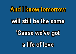 And I know tomorrow

will still be the same

'Cause we've got

a life of love