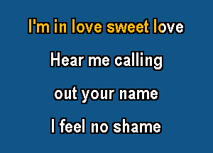 I'm in love sweet love

Hear me calling

out your name

I feel no shame