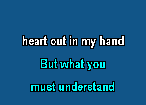 heart out in my hand

But what you

must understand